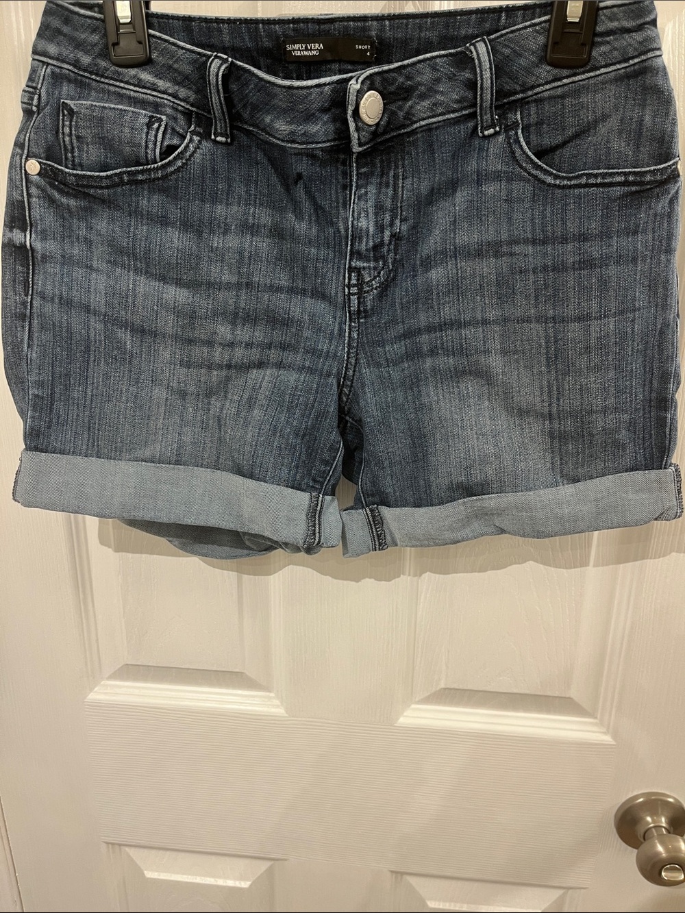 Simply Vera Vera Wang Dark Blue Rolled Cuff Jean Shorts